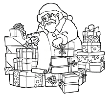 Santa Claus and Presents Coloring Page