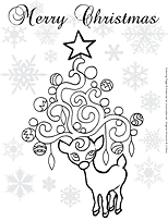 A Reindeer Christmas Tree Coloring Page