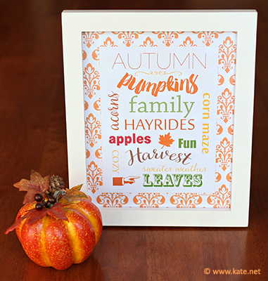 Autumn Words Printable 2015B