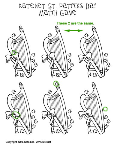 Kate.net St. Patrick's Day Matching Game Answer