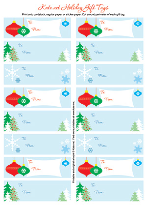 Kate.net Printable Christmas Gift Tags